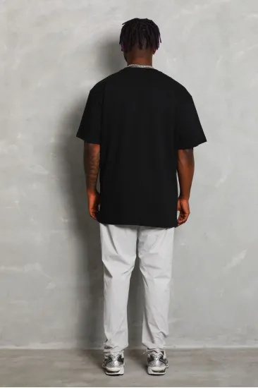 Erkek Düz Yazlık Kısa Kol Tişört Bisiklet Yaka Oversize T-Shirt - Siyah Erkek Düz Yazlık Kısa Kol Tişört Bisiklet Yaka Oversize T-Shirt - Siyah
