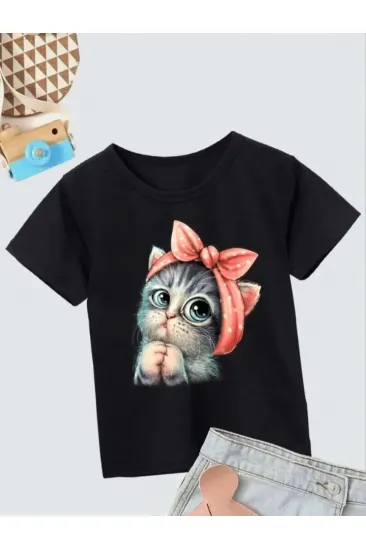 Çocuk Unisex Baskılı T-Shirt - Siyah