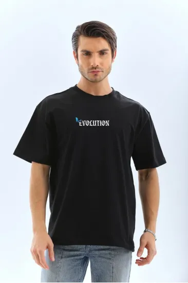 Erkek Kısa Kol Yazlık Tişört Bisiklet Yaka KELEBEK Baskılı T-Shirt - Siyah Erkek Kısa Kol Yazlık Tişört Bisiklet Yaka KELEBEK Baskılı T-Shirt - Siyah