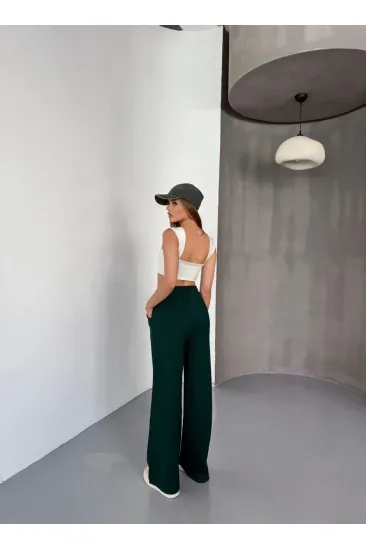 Kadın Osy Modal Yumuşak Dokulu Kumaş Nakış işlemeli Rahat Bol Paça Eşofman Pantolon - Yeşil