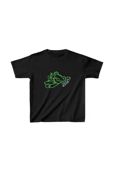 Unisex Çocuk Baskılı T-Shirt - Siyah
