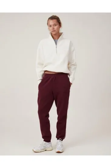 Kadın 3 İplik Pamuklu Oversize Yarım Fermuarlı Yakalı Basic Sweatshirt - Beyaz