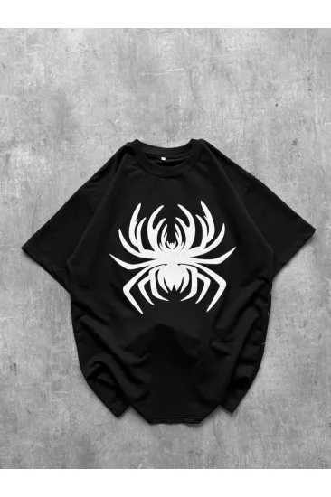 Erkek Örümcek Baskılı Tişört Kısa Kollu Bisiklet Yaka T-Shirt - Siyah Erkek Örümcek Baskılı Tişört Kısa Kollu Bisiklet Yaka T-Shirt - Siyah