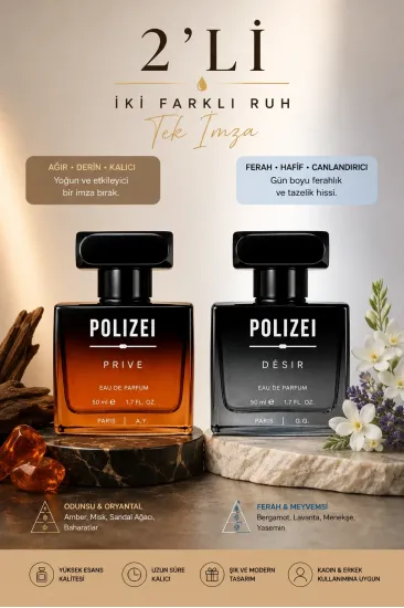 Polizei 2Li Erkek Parfüm EDP 50 ML Kalıcı Odunsu ve Fresh koku