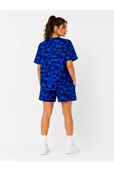 Kadın Oversize Kalıp Pubg Bape X Shark Nakışlı Cepli Şort Takım - Mavi Kadın Oversize Kalıp Pubg Bape X Shark Nakışlı Cepli Şort Takım - Mavi