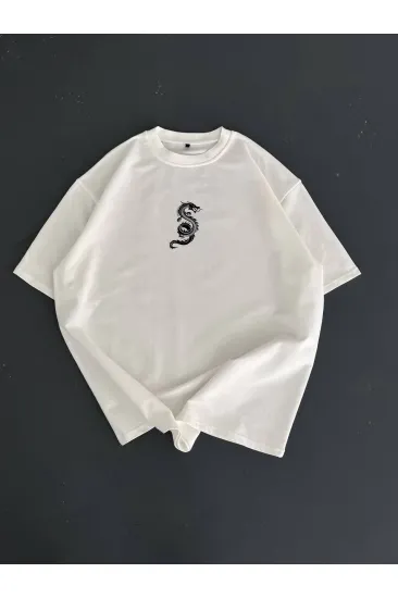 Erkek Ön ve Arka Baskılı T-Shirt Kısa Kol Bisiklet Yaka Regular Fit Tişört - Beyaz Erkek Ön ve Arka Baskılı T-Shirt Kısa Kol Bisiklet Yaka Regular Fit Tişört - Beyaz