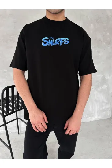 Erkek Ön ve Arka Baskılı T-Shirt Kısa Kol Bisiklet Yaka Regular Fit Tişört - Siyah Erkek Ön ve Arka Baskılı T-Shirt Kısa Kol Bisiklet Yaka Regular Fit Tişört - Siyah