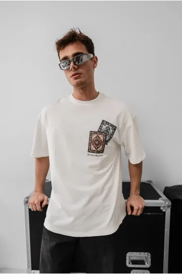 Erkek Yazlık Bisiklet Yaka Baskılı Regular Fit Tişört Kısa Kol T-Shirt - Beyaz Erkek Yazlık Bisiklet Yaka Baskılı Regular Fit Tişört Kısa Kol T-Shirt - Beyaz