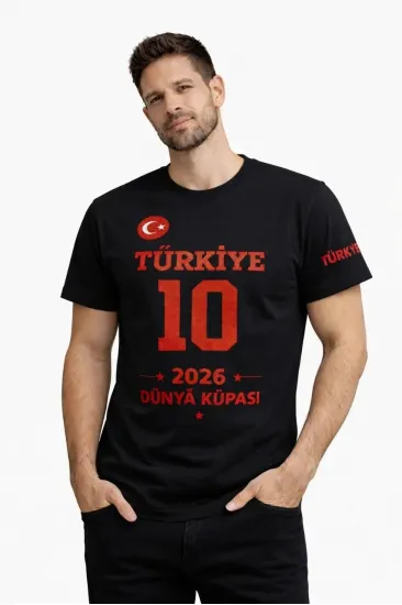 Erkek TÜRKİYE Baskılı Tişört 2026 Dünya Kupası Taraftar Forma T-Shirt - Siyah Erkek TÜRKİYE Baskılı Tişört 2026 Dünya Kupası Taraftar Forma T-Shirt - Siyah