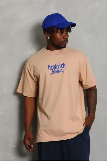 Erkek Baskılı T-Shirt Kısa Kol Bisiklet Yaka Regular Fit Tişört - Bej Erkek Baskılı T-Shirt Kısa Kol Bisiklet Yaka Regular Fit Tişört - Bej