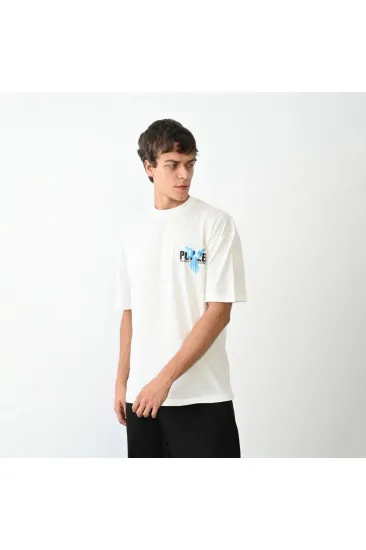 Erkek Baskılı T-Shirt Kısa Kol Bisiklet Yaka Regular Fit Rahat Kalıp Günlük Tişört - Beyaz Erkek Baskılı T-Shirt Kısa Kol Bisiklet Yaka Regular Fit Rahat Kalıp Günlük Tişört - Beyaz