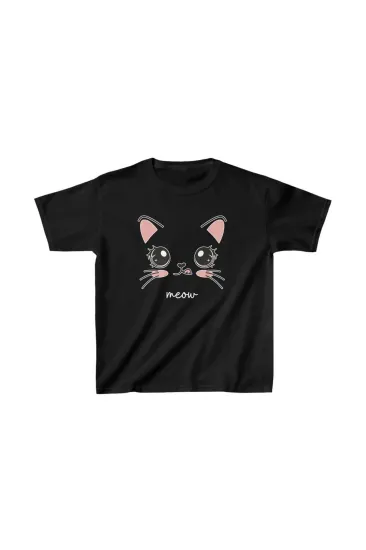Unisex Çocuk Baskılı T-Shirt - Siyah