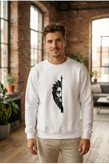 Oversize Bisiklet Yaka Sevgililer Günü Baskılı Sweatshirt - Beyaz Oversize Bisiklet Yaka Sevgililer Günü Baskılı Sweatshirt - Beyaz