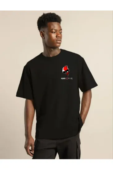 Erkek Baskılı T-Shirt Kısa Kol Bisiklet Yaka Regular Fit Rahat Kalıp Günlük Tişört - Siyah Erkek Baskılı T-Shirt Kısa Kol Bisiklet Yaka Regular Fit Rahat Kalıp Günlük Tişört - Siyah