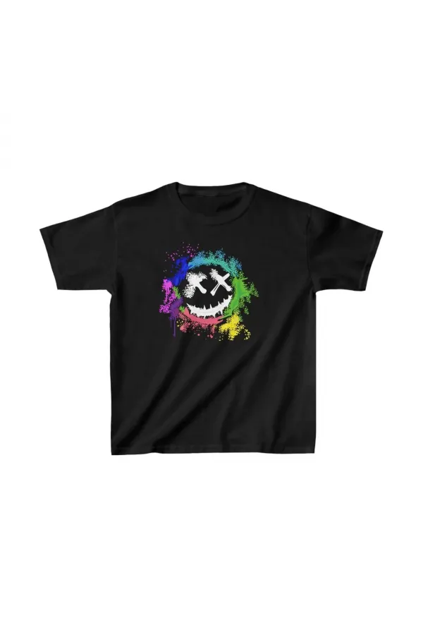 Unisex Çocuk Baskılı T-Shirt - Siyah