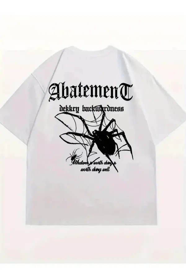 Kadın Tişört Örümcek Baskılı Bisiklet Yaka T-shirt - Beyaz Kadın Tişört Örümcek Baskılı Bisiklet Yaka T-shirt - Beyaz