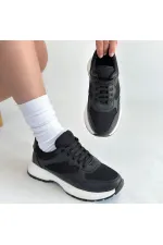 Slar Siyah Cilt Bağcıklı Spor Ayakkabı Slar Siyah Cilt Bağcıklı Spor Ayakkabı
