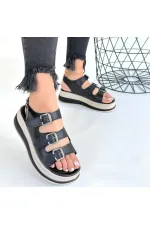 Jatay Siyah Cilt Sandalet Jatay Siyah Cilt Sandalet