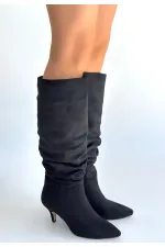 Zelya Siyah Süet Topuklu Çizme Zelya Siyah Süet Topuklu Çizme