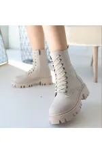 Flona Bej Cilt Bağcıklı Bot