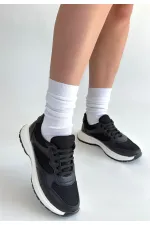 Slar Siyah Cilt Bağcıklı Spor Ayakkabı Slar Siyah Cilt Bağcıklı Spor Ayakkabı