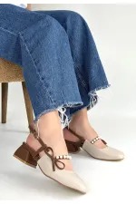 Ceyda Bej Cilt Taba Detaylı Topuklu Ayakkabı Ceyda Bej Cilt Taba Detaylı Topuklu Ayakkabı