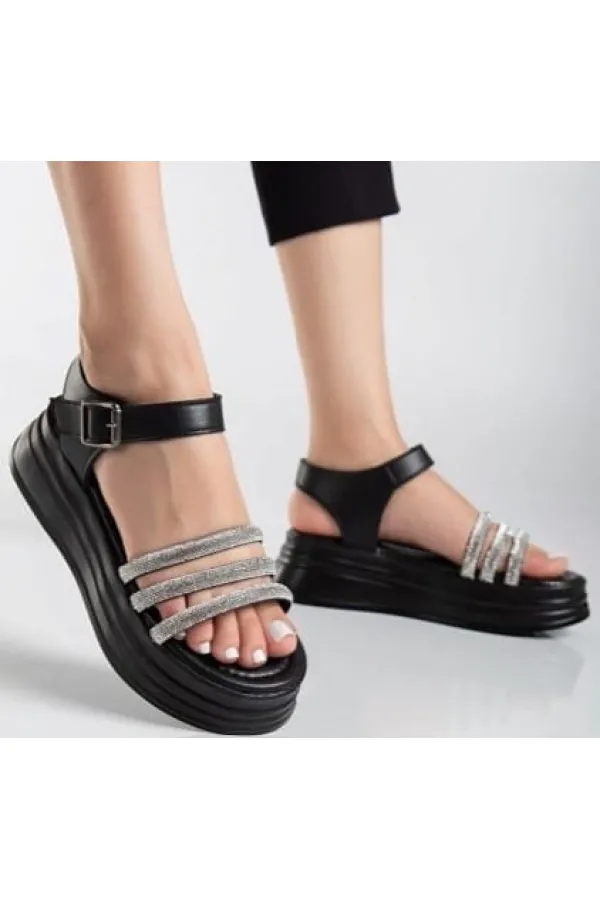 Lalen Siyah Kemerli Sandalet Lalen Siyah Kemerli Sandalet