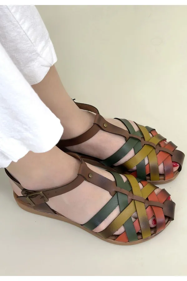 Woji Taba Hakiki Deri Kemerli Sandalet Woji Taba Hakiki Deri Kemerli Sandalet
