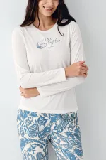 Pierre Cardin 9074-S Kadın Uzun Kol Pijama Takım