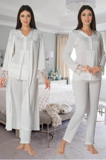 Effortt 2424 Uzun Dantel Sabahlıklı Lohusa Pijama Effortt 2424 Uzun Dantel Sabahlıklı Lohusa Pijama