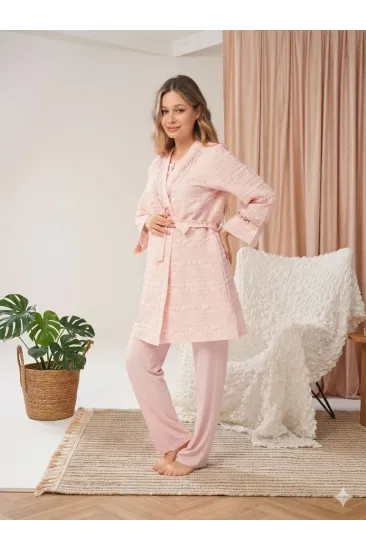 Bone 5806 Kadın 3'lü Sabahlıklı Lohusa Pijama Takımı Bone 5806 Kadın 3'lü Sabahlıklı Lohusa Pijama Takımı