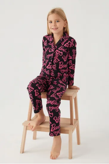 Barbie 1767-3 Kız Çocuk Gömlek Pijama Takımı Barbie 1767-3 Kız Çocuk Gömlek Pijama Takımı