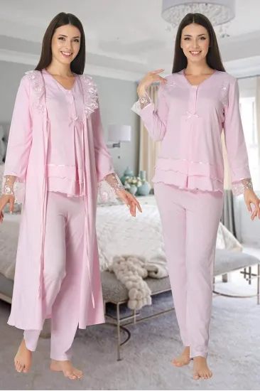 Effortt 2424 Uzun Dantel Sabahlıklı Lohusa Pijama Effortt 2424 Uzun Dantel Sabahlıklı Lohusa Pijama