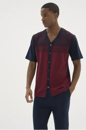 Kocabey KKT-26154 Erkek V Yaka Boydan Düğmeli Pijama Takımı Kocabey KKT-26154 Erkek V Yaka Boydan Düğmeli Pijama Takımı