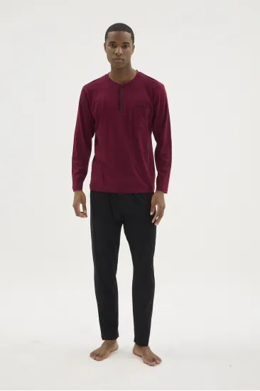 Kocabey BU-26360 Erkek Midi Yaka Battal Pijama Takımı