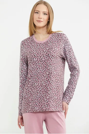 Sementa 76413 Rahat Kalıp Leopar Kombinli Pijama Takım Sementa 76413 Rahat Kalıp Leopar Kombinli Pijama Takım
