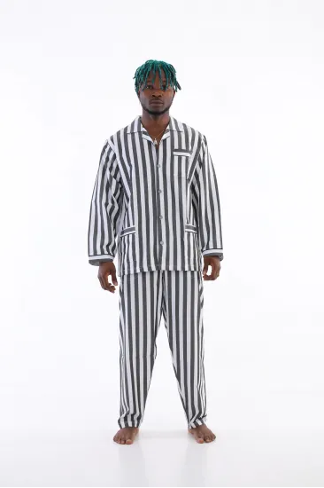 Kocabey 4007 Uzun Kol Çizgili Gaffur Erkek Pijama Takım