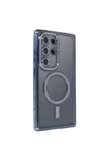 Samsung Galaxy S24 Ultra Kılıf Joke Simli Magneticsafe Kılıf - Lacivert