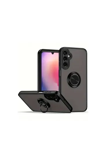 Samsung Galaxy A36 Kılıf Montreal Yüzüklü Silikon Kapak - Siyah Samsung Galaxy A36 Kılıf Montreal Yüzüklü Silikon Kapak - Siyah