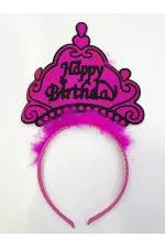 Happy Birthday Yazılı Neon Renk Taç 12 Adet