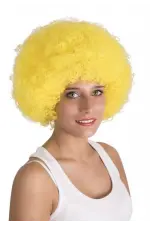Sarı Renk Kıvırcık Afro Bonus Peruk
