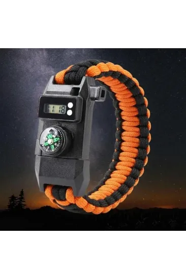 Paracord Dijital Saat Düdük Hayatta Kalma Turuncu Kamp Bilekliği Paracord Dijital Saat Düdük Hayatta Kalma Turuncu Kamp Bilekliği