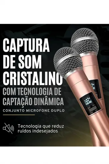 Profesyonel Çiftli Kablosuz Mikrofon Seti Karaoke Şarj Edilebilir 50 Metre Mesafe Rose Profesyonel Çiftli Kablosuz Mikrofon Seti Karaoke Şarj Edilebilir 50 Metre Mesafe Rose