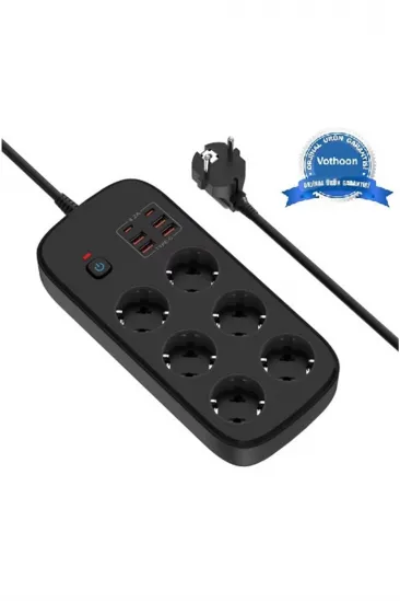 Termal Akım Korumalı 6’lü Priz 4x Usb 2x Type-c Çıkışlı Grup Priz Çoğaltıcı (3500w) Siyah Termal Akım Korumalı 6’lü Priz 4x Usb 2x Type-c Çıkışlı Grup Priz Çoğaltıcı (3500w) Siyah