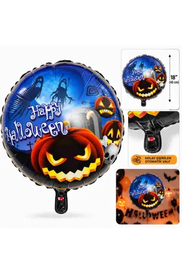 Balkabağı Desenli Folyo Balon 18 İnç – 45 Cm
