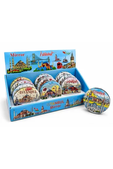Taşlı İstanbul Temalı İnce El Aynası Alk5821 Taşlı İstanbul Temalı İnce El Aynası Alk5821