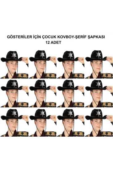 Kovboy Şerif Şapkası Siyah 12 Adet - Kostüm, Parti Ve Gösteri Şapkası Kovboy Şerif Şapkası Siyah 12 Adet - Kostüm, Parti Ve Gösteri Şapkası