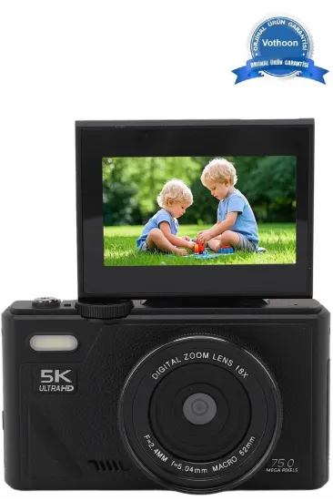 5k 75mp Hd Dijital Kamera 18x Dijital Zoom, Flaşlı,3.0 İnç Ekranlı Fotoğraf Makinesi