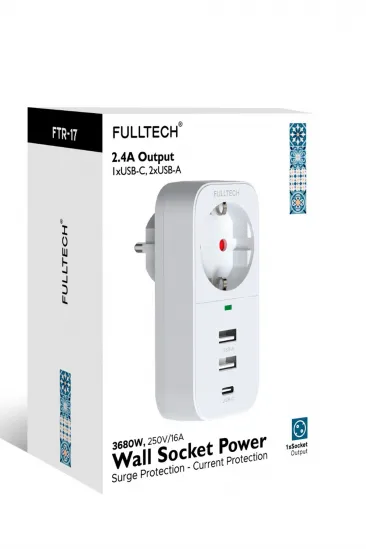 Vothoon 2.4a Çıkışlı 2xusb 1xtype-c Tekli Priz Ftr-17