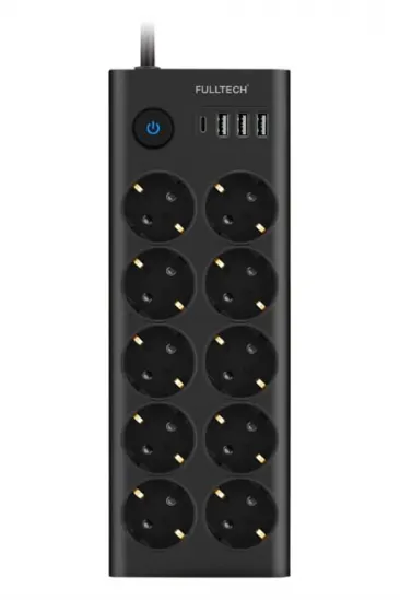 Fulltech Ftr14 Type-c Girişli Akım Korumalı 10’lu Priz, 3 Usb